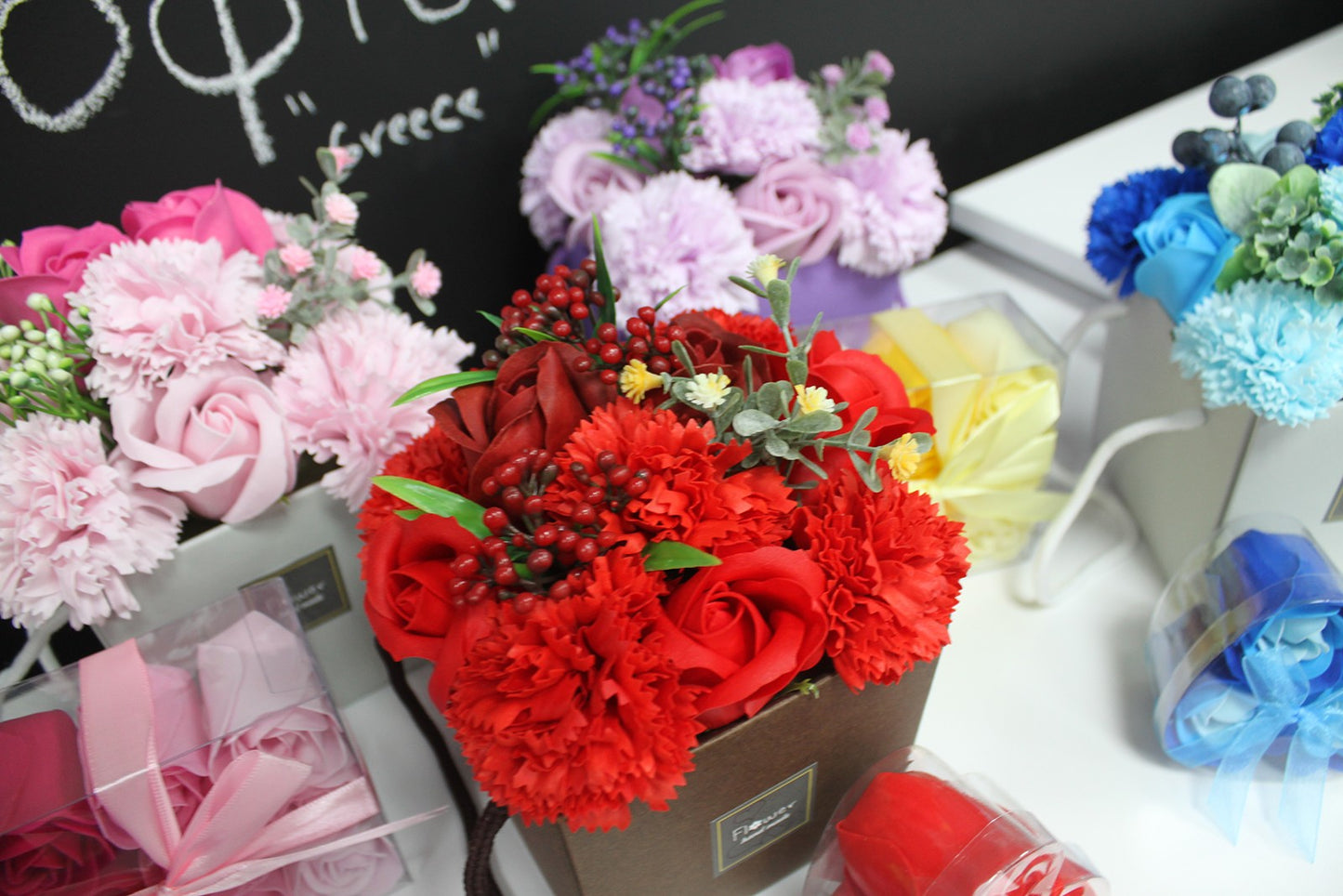 Soap Flower Bouquet - Pink Rose & Carnation