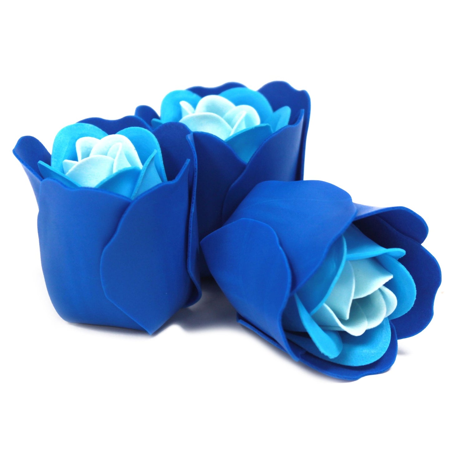 Set of 3 Soap Flower Heart Box - Blue Wedding Roses