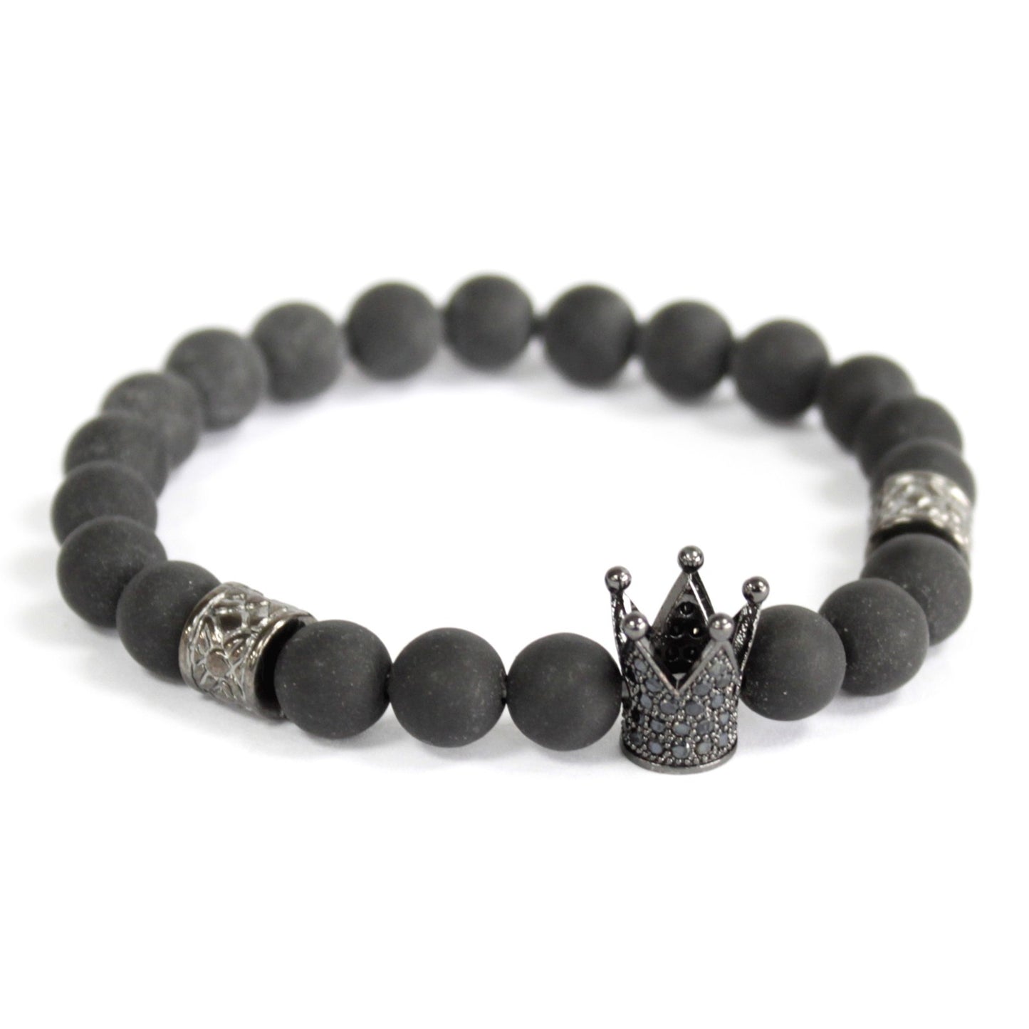 Crystal Crown / Black Agate  - Gemstone Bracelet