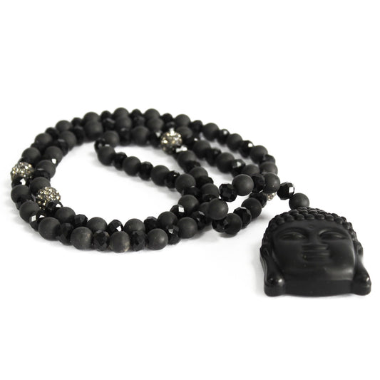 Buddha / Black Stone - Gemstone Necklace