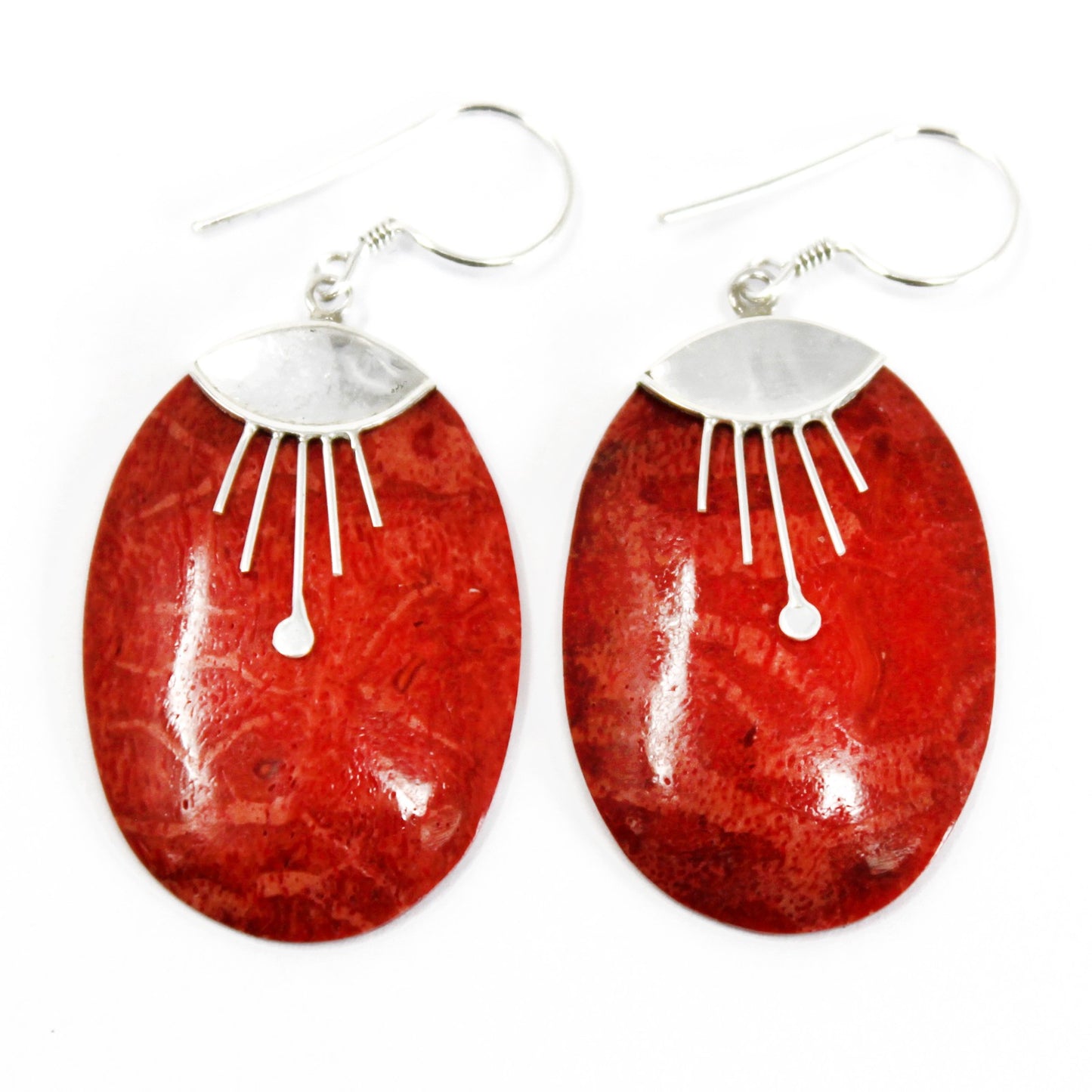 925 Silver Earrings - Oval Décor