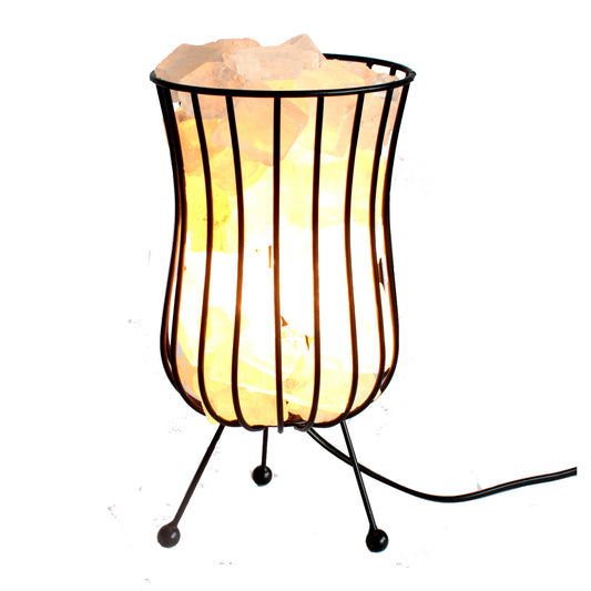 Tall Salt Rock Brazier, White Salt Chunks, Cable & Bulb