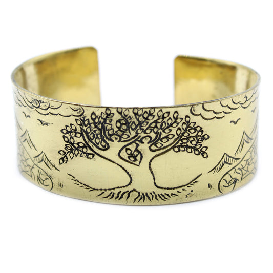 Brass Tibetan Mantra Bracelet - Tree of Life