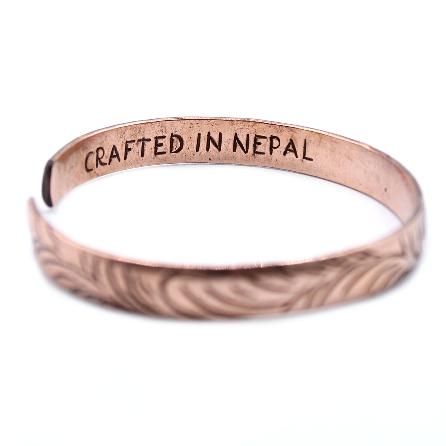 Copper Tibetan Bracelet - Slim Tribal  Swirls