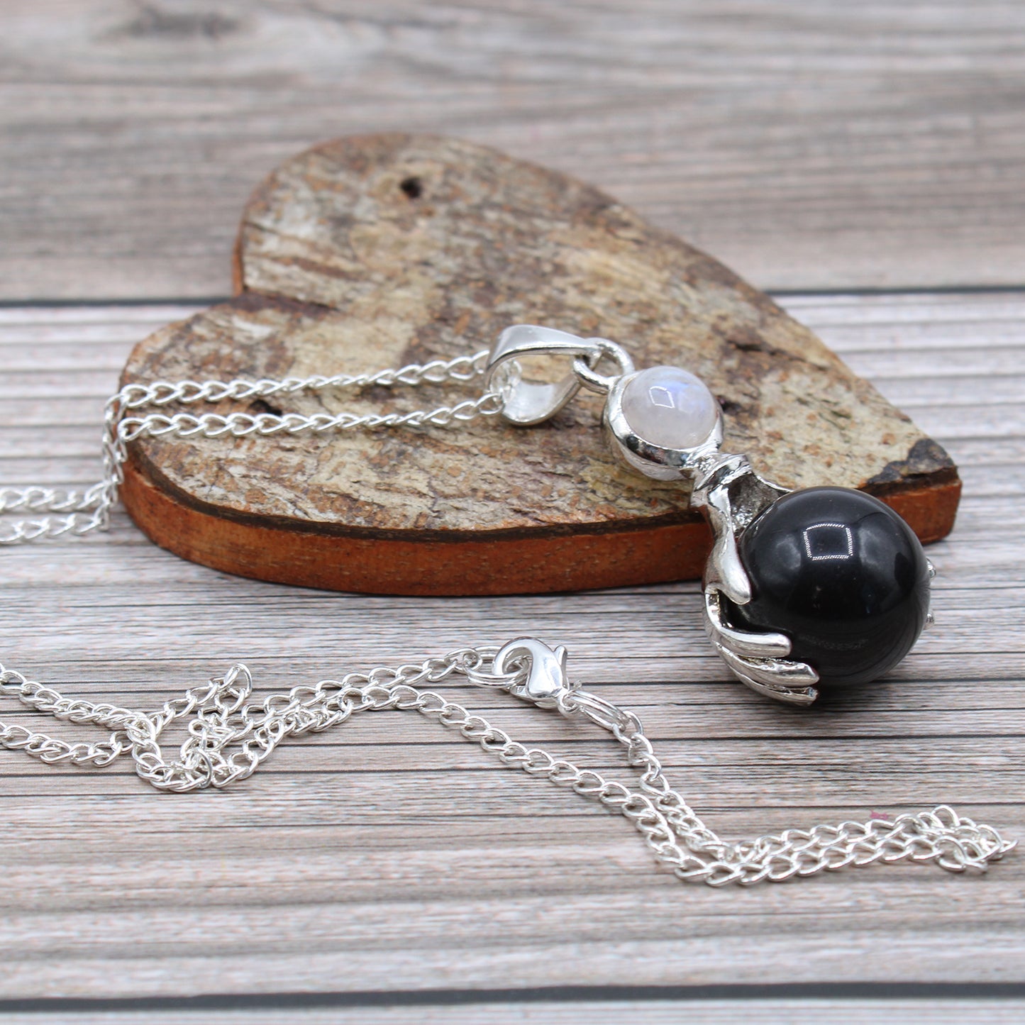 Gemstone Healing Hands Pendant - Black Agate