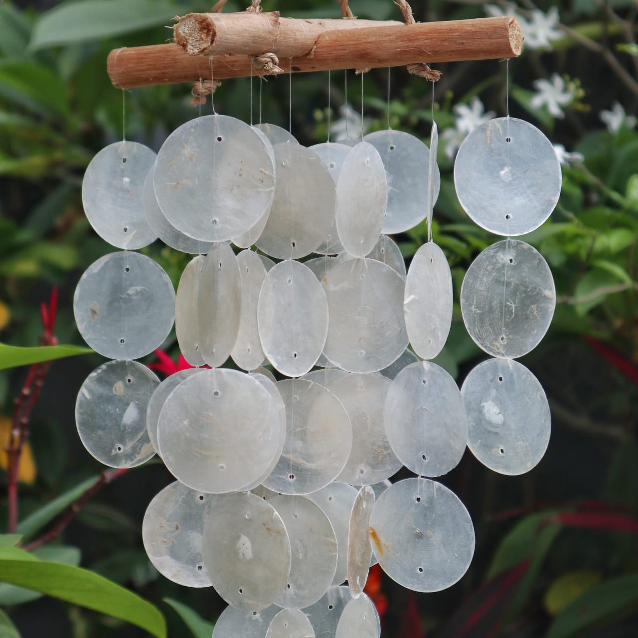 Pearl Effect & Driftwood Cross Chime