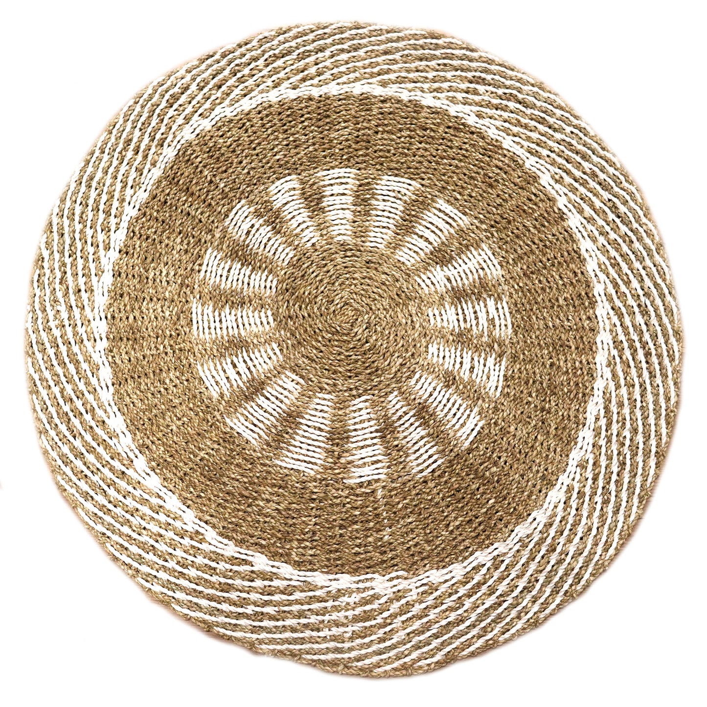 Round Seagrass White & Tan - Inner Sun - 1m