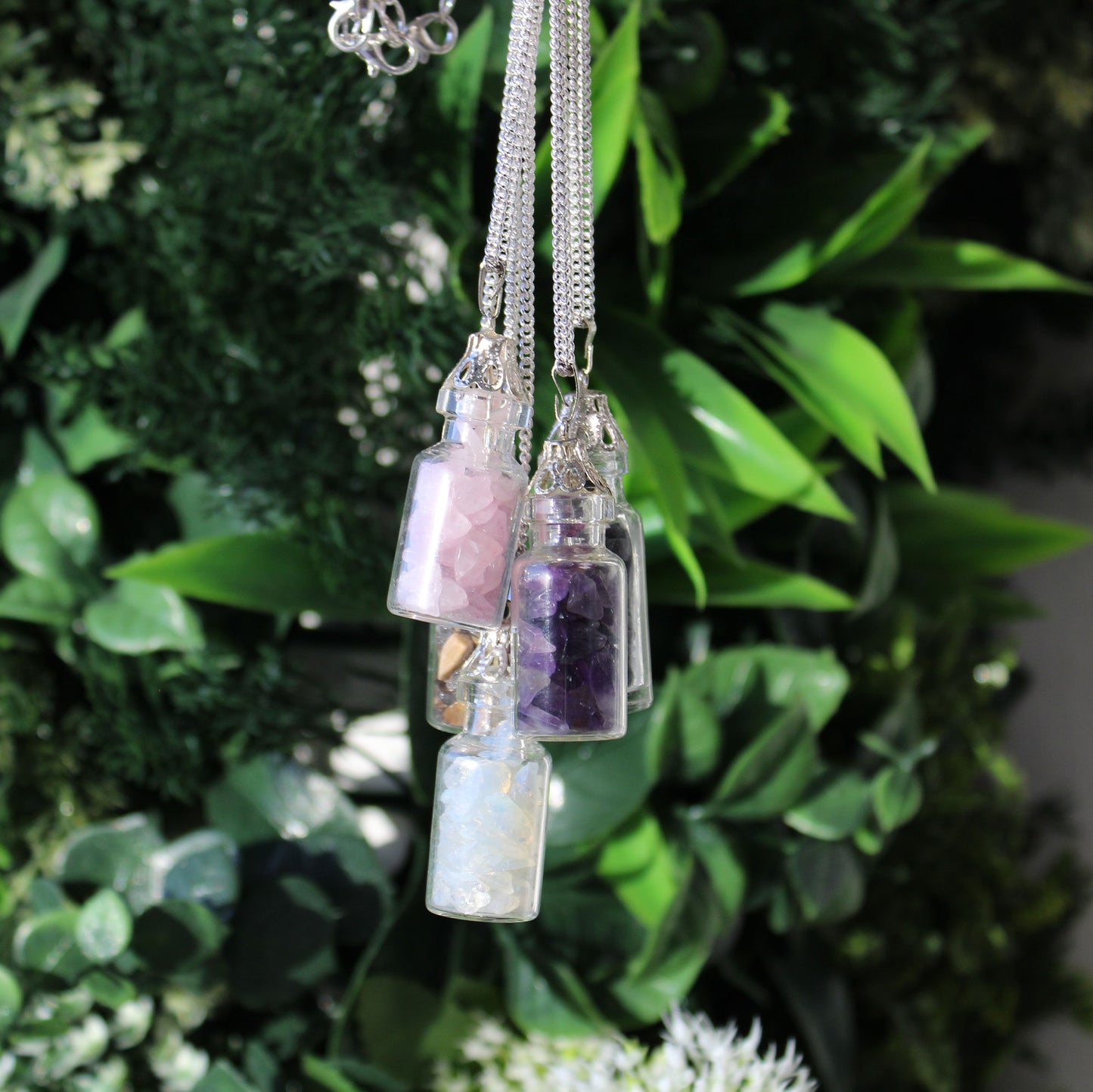 Bottled Gemstones Necklace - Rose Quartz