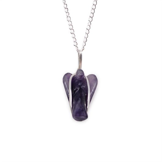 Gemstone Guardian Angel Pendant - Amethyst