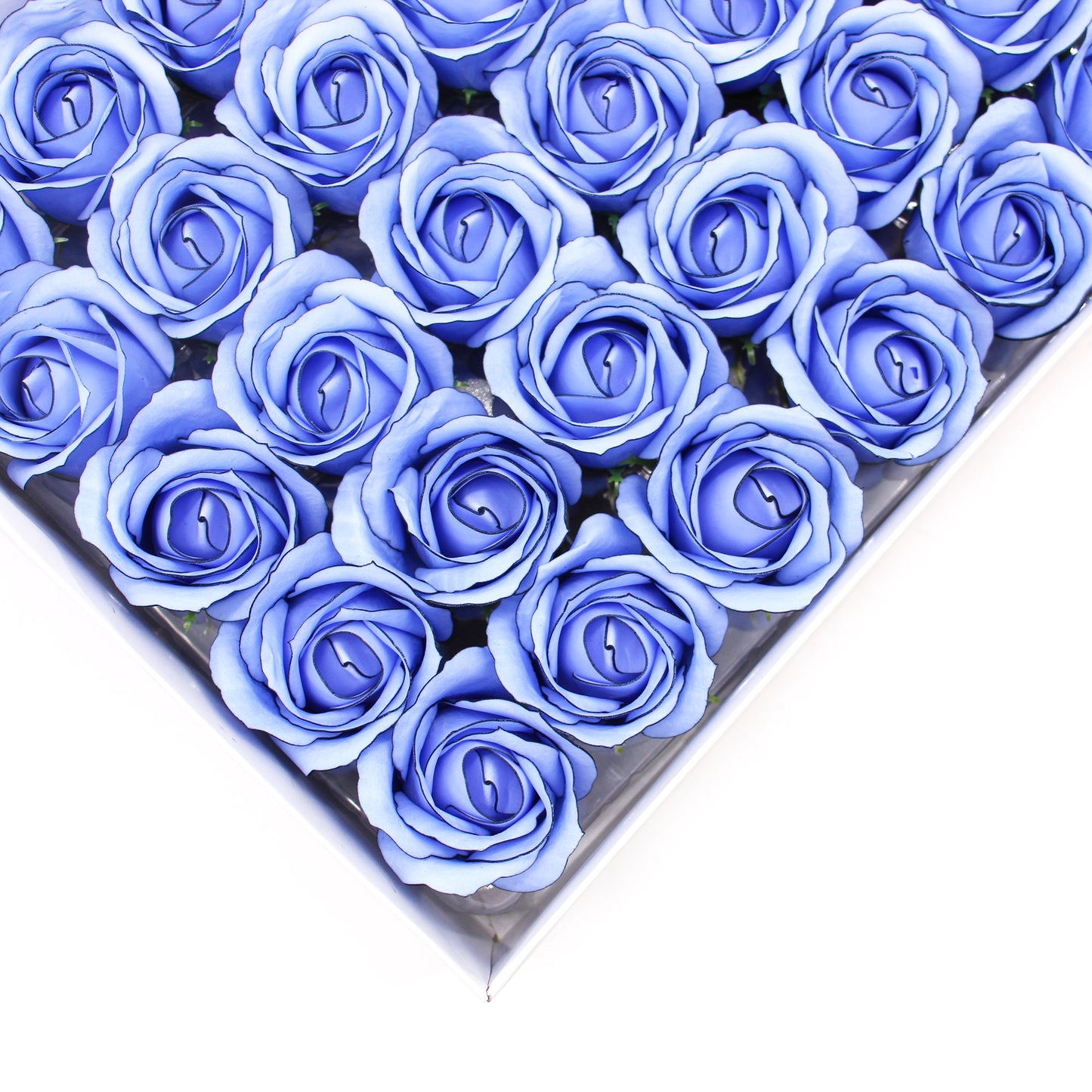 Craft Soap Flowers - Med Rose - Blue With Black Rim