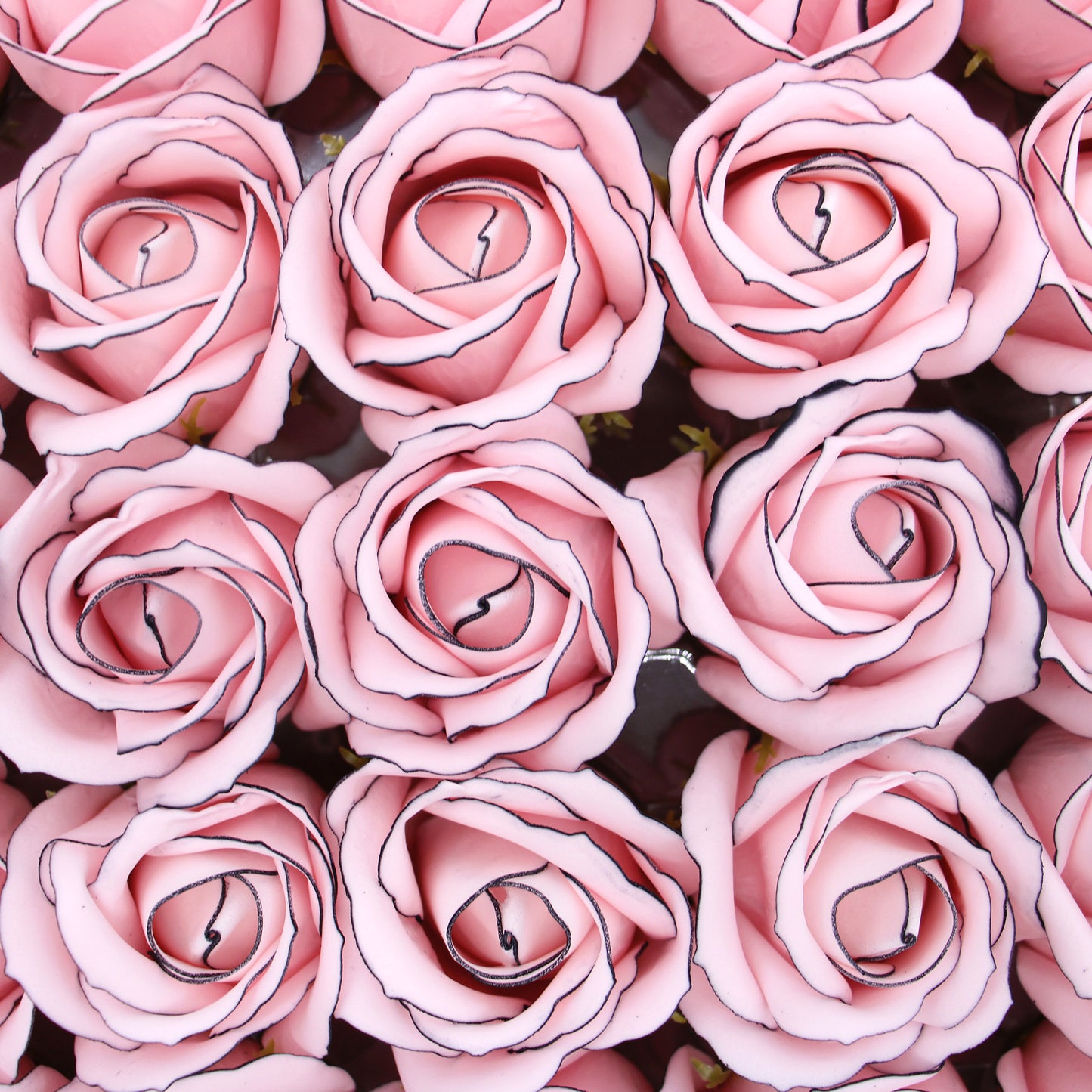 Craft Soap Flowers - Med Rose - Pink With Black Rim