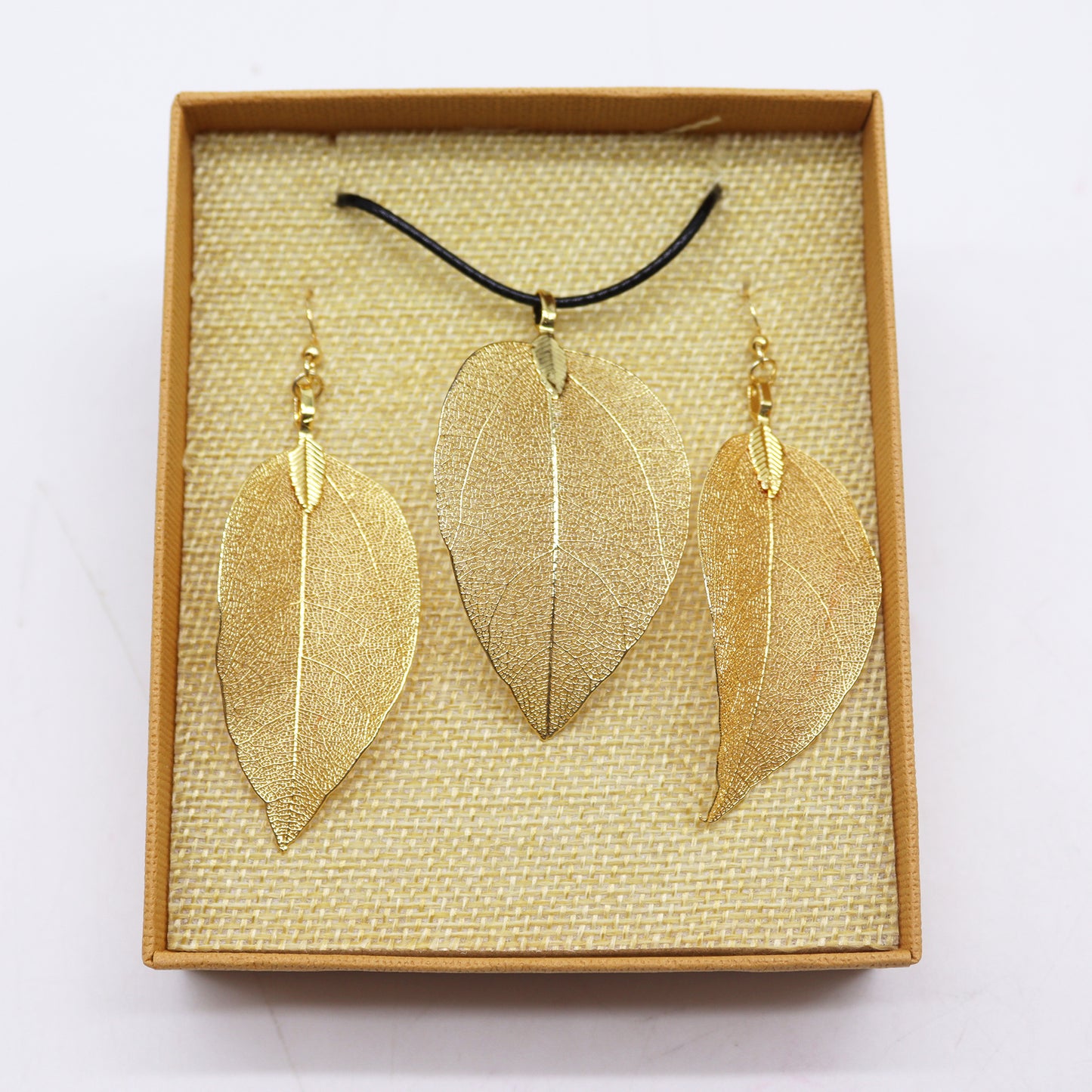 Necklace & Earring Set - Bravery Leaf - Gold