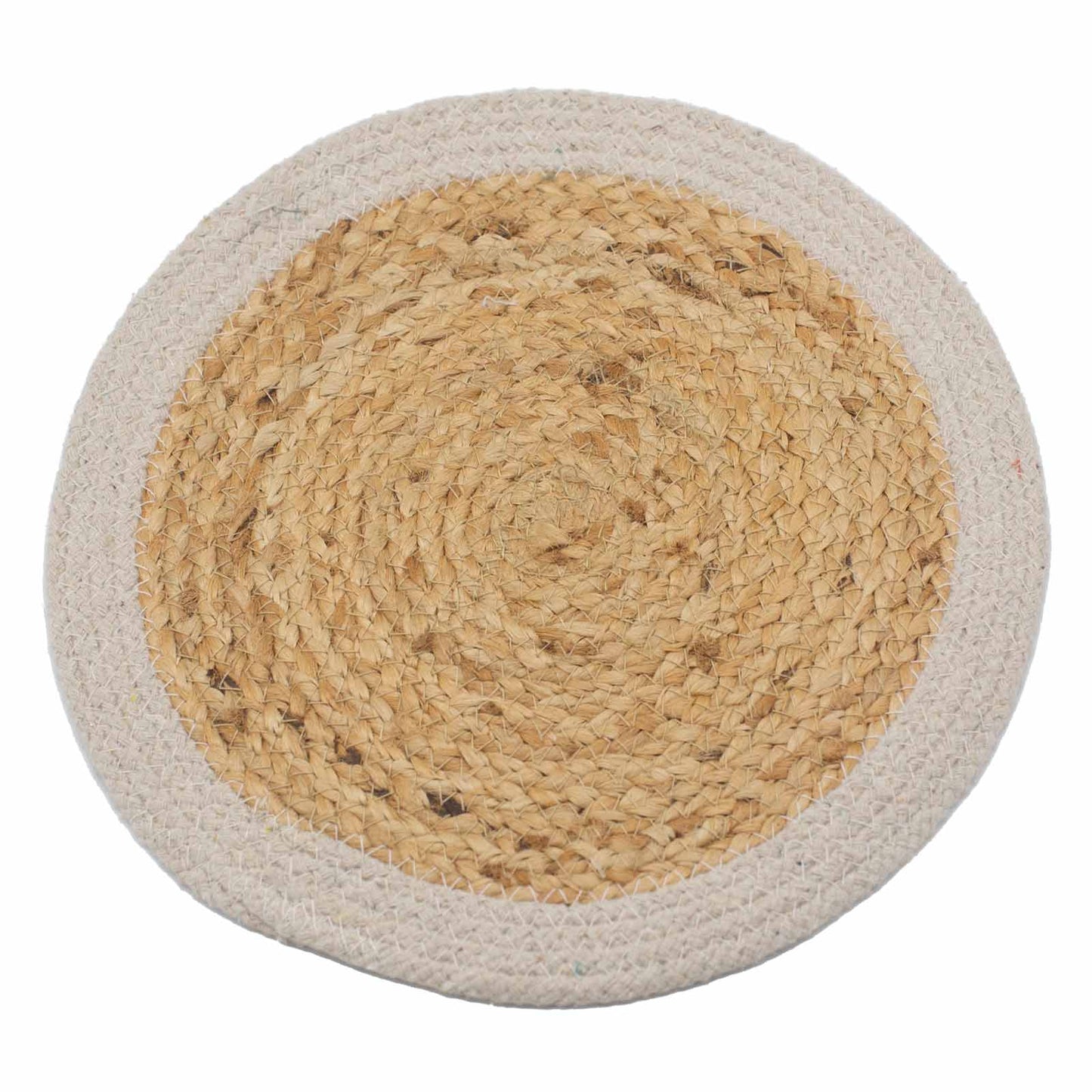 Natural Place Mat - Jute & Cotton 30cm - Ivory Border