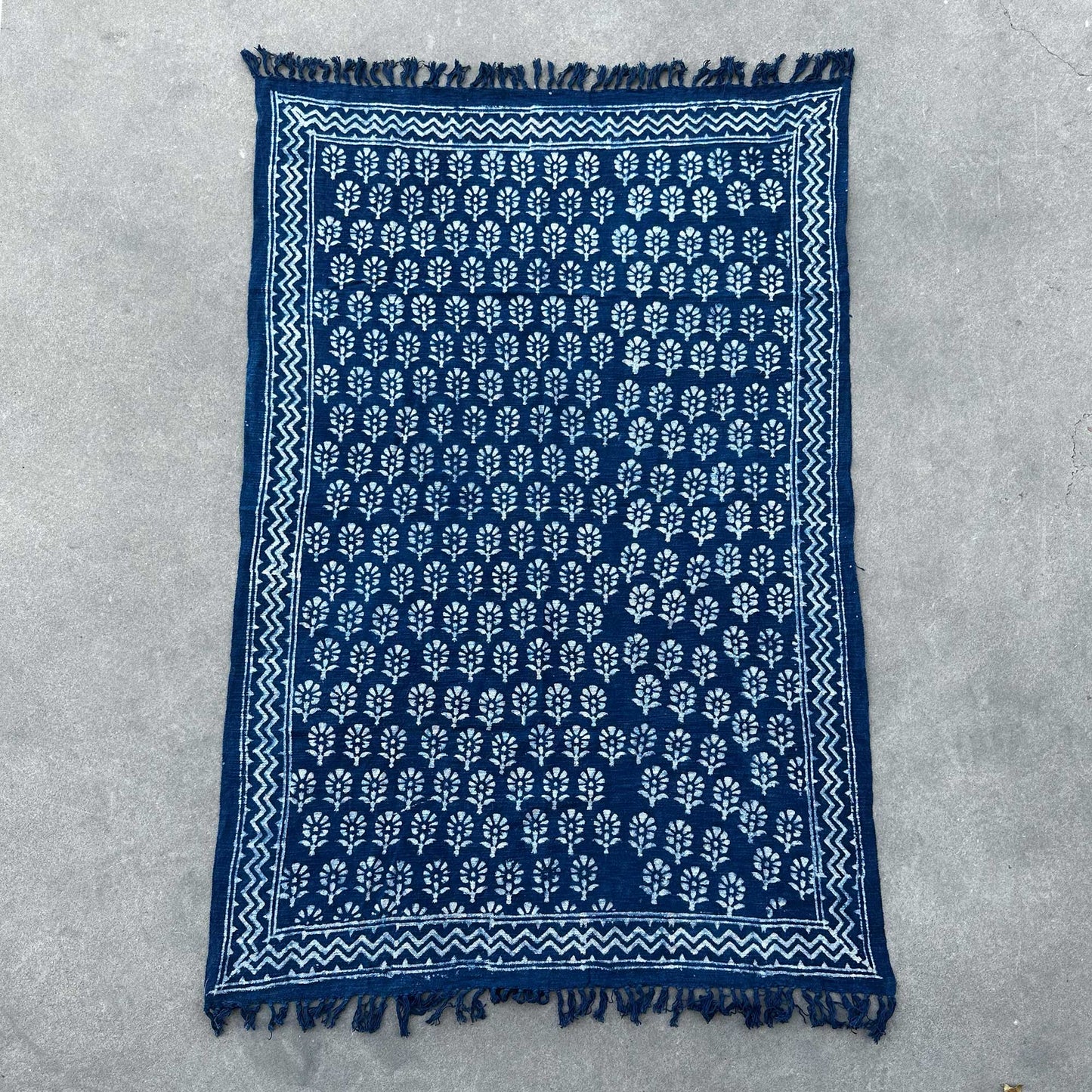 Handmade Indigo Throw - 170x120cm - Chhota Flower