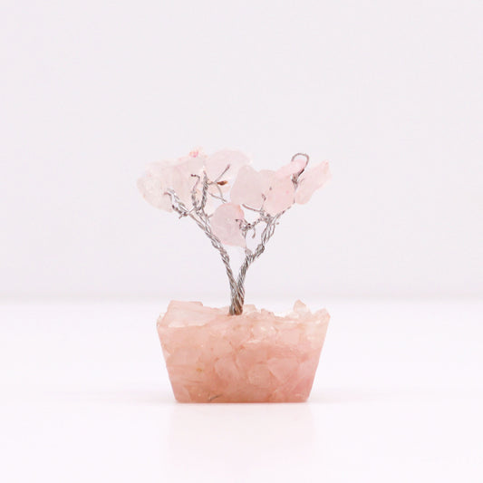 Mini Gemstone Tree On Orgonite Base - Rose Quartz (15 stones)