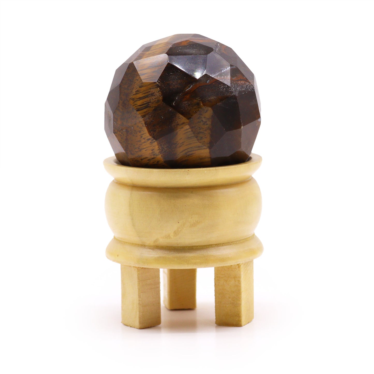 Gemstone Faceted Healing Ball & Stand - Tigereye