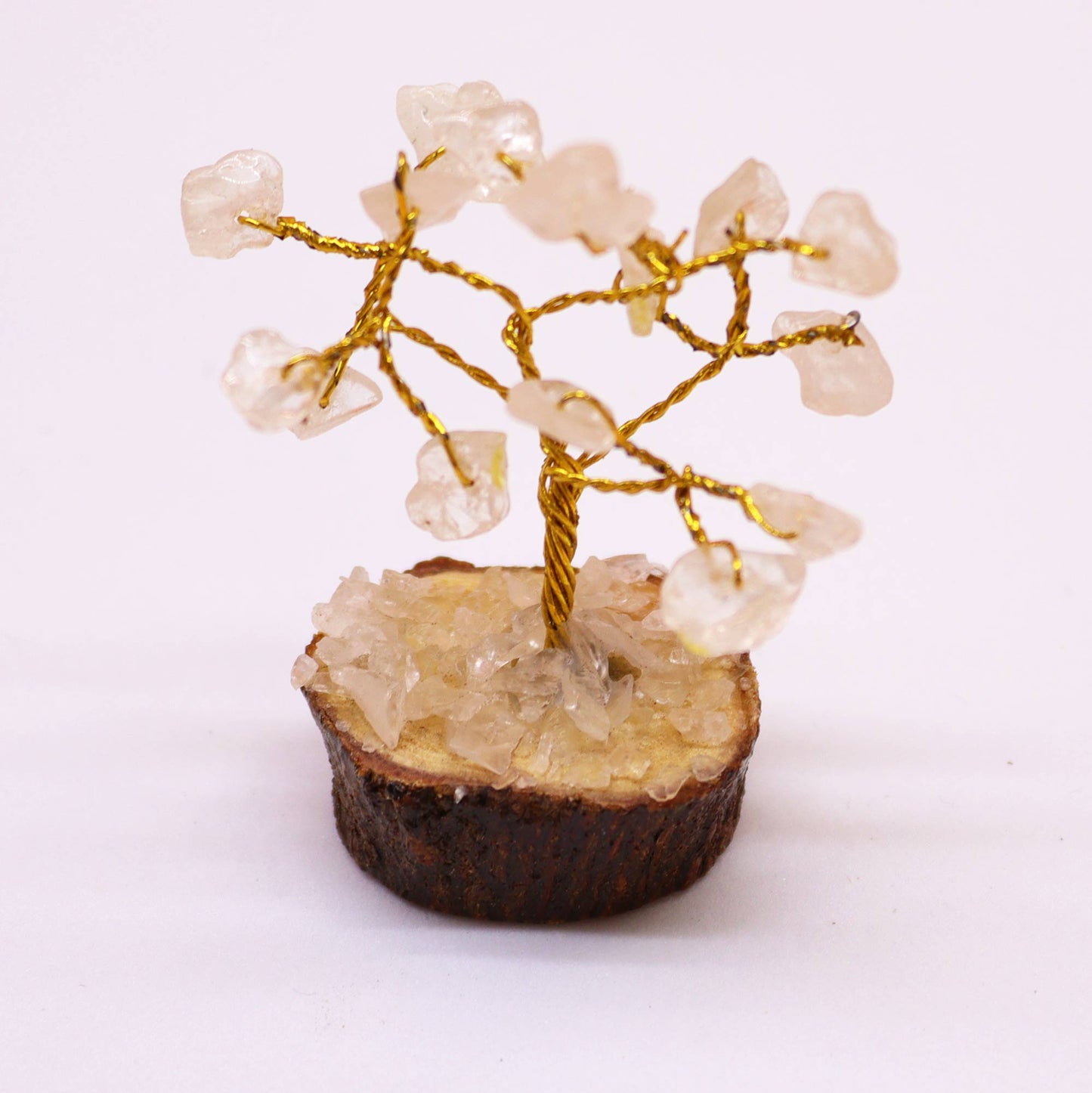 Mini Gemstone Tree On Wood Base - Rock Quartz (15 stones)