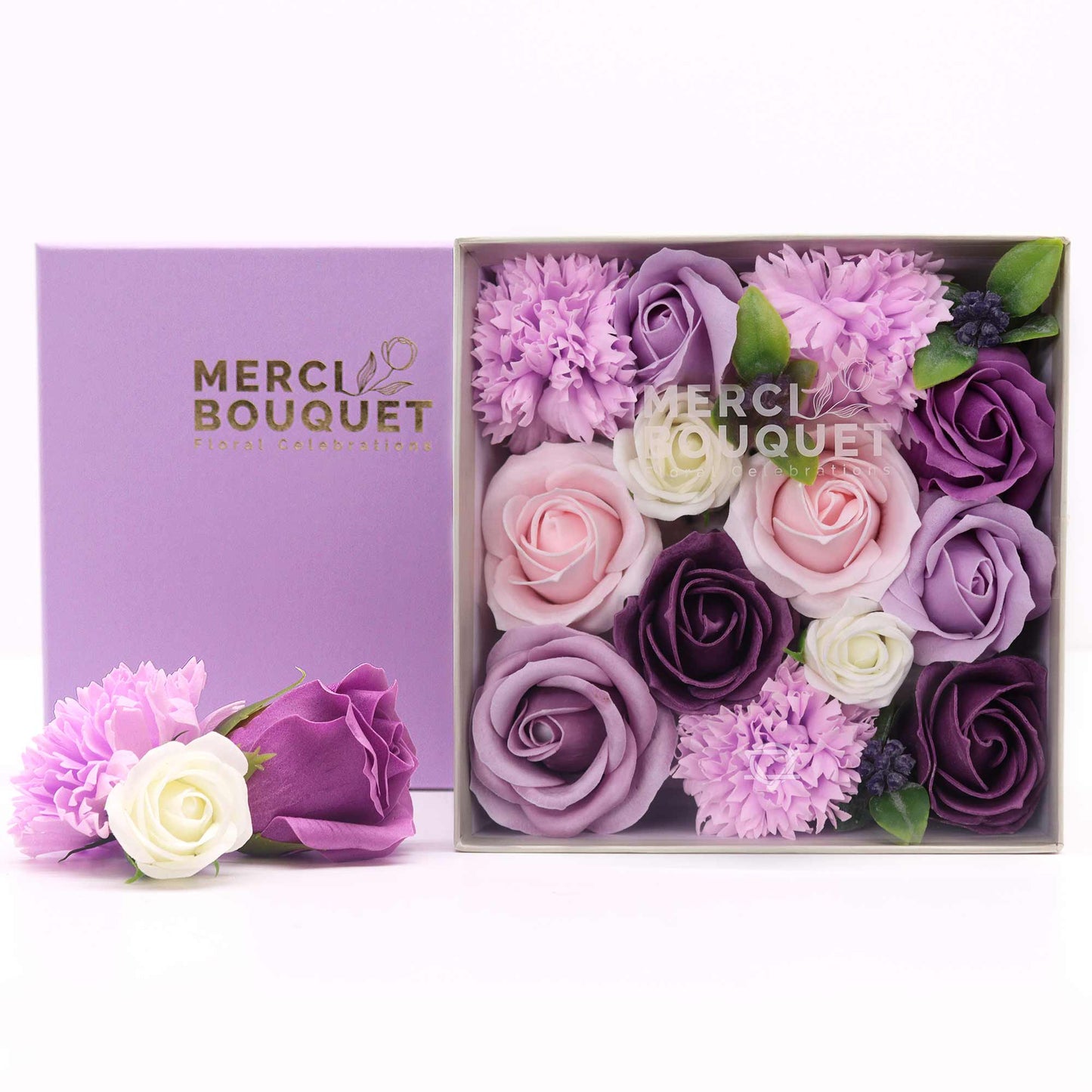 Square Box - Lavender Rose & Carnation