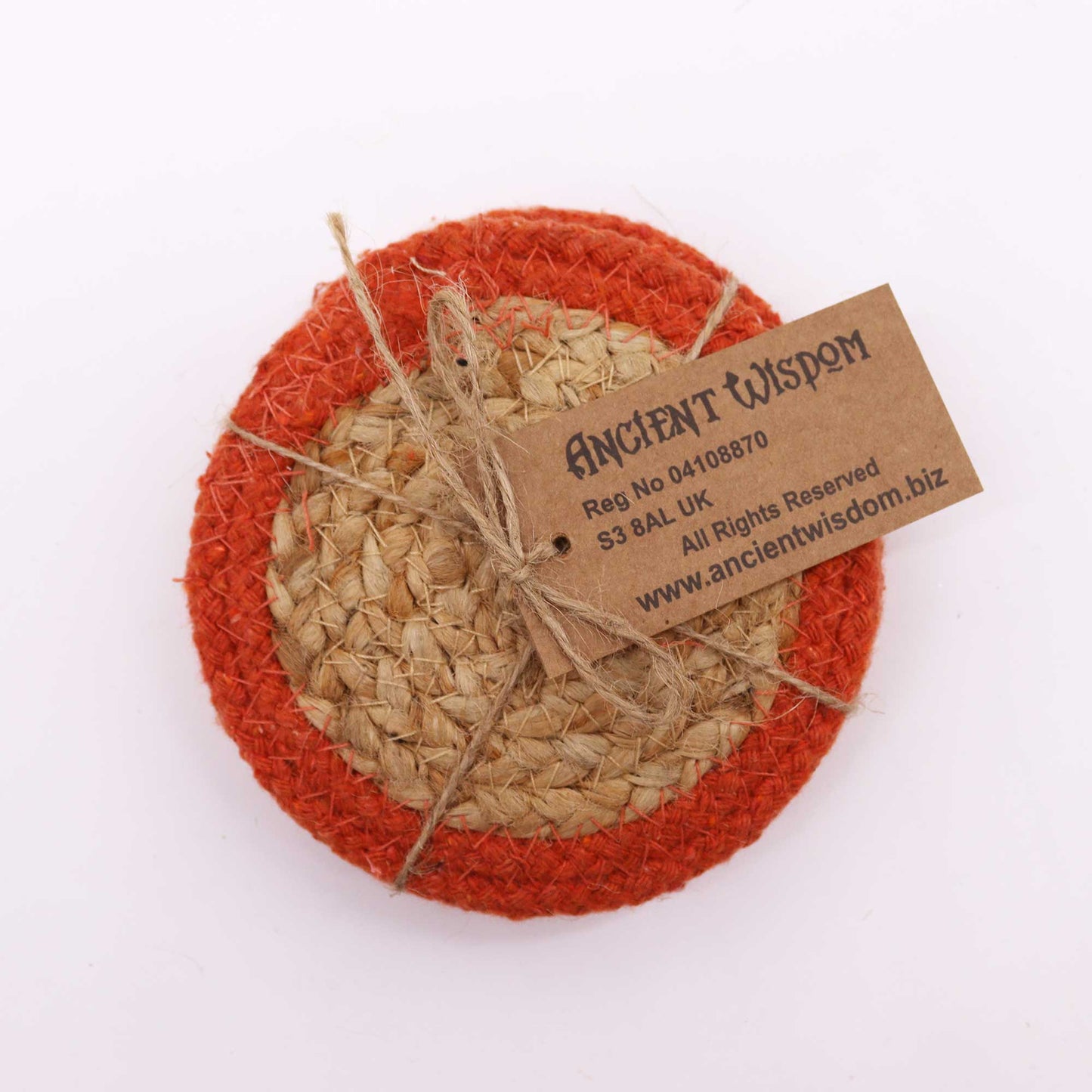 Natural Coaster - Jute & Cotton 10cm  (set of 4) - Clay Boarder