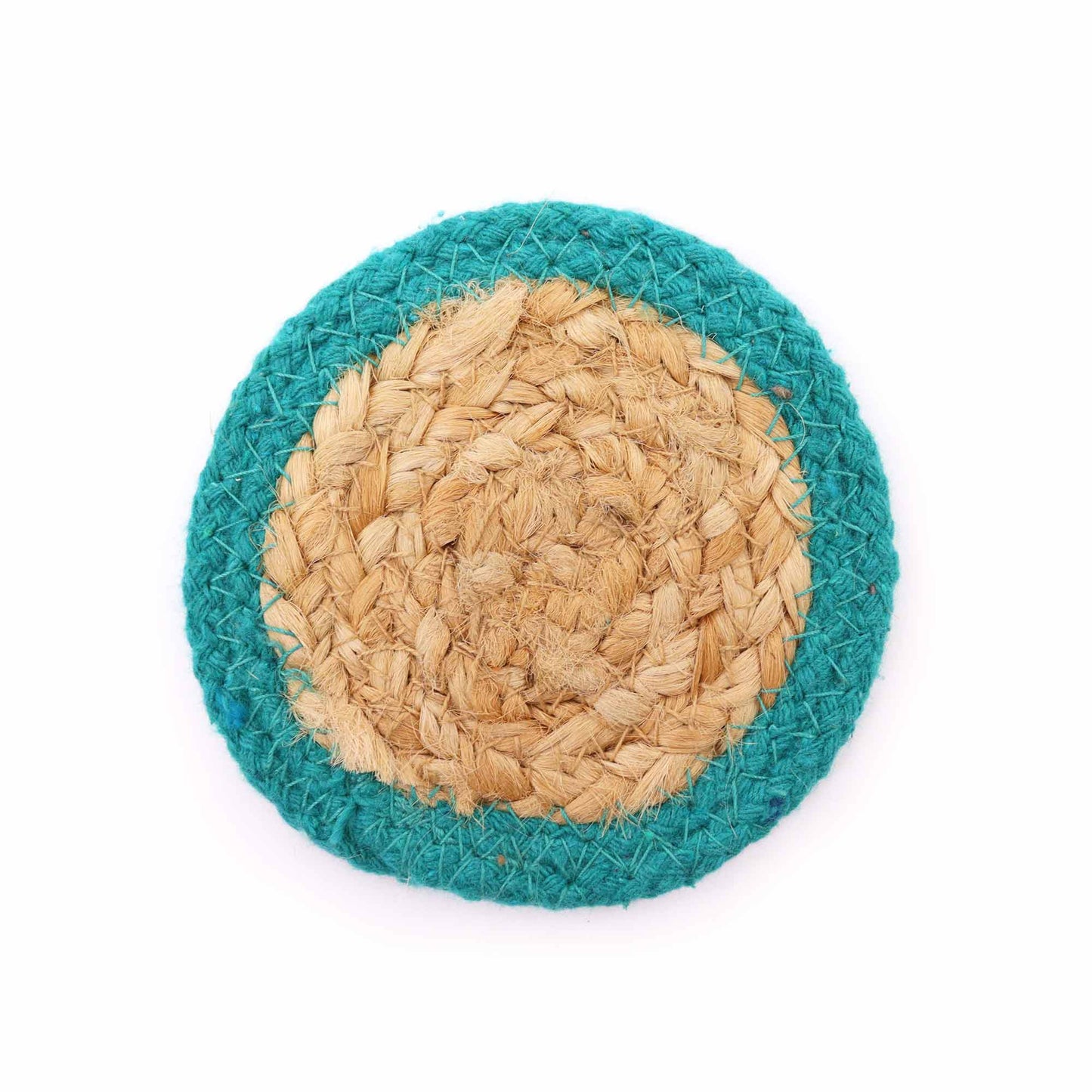 Natural Coaster - Jute & Cotton 10cm  (set of 6) Mixed colours in basket