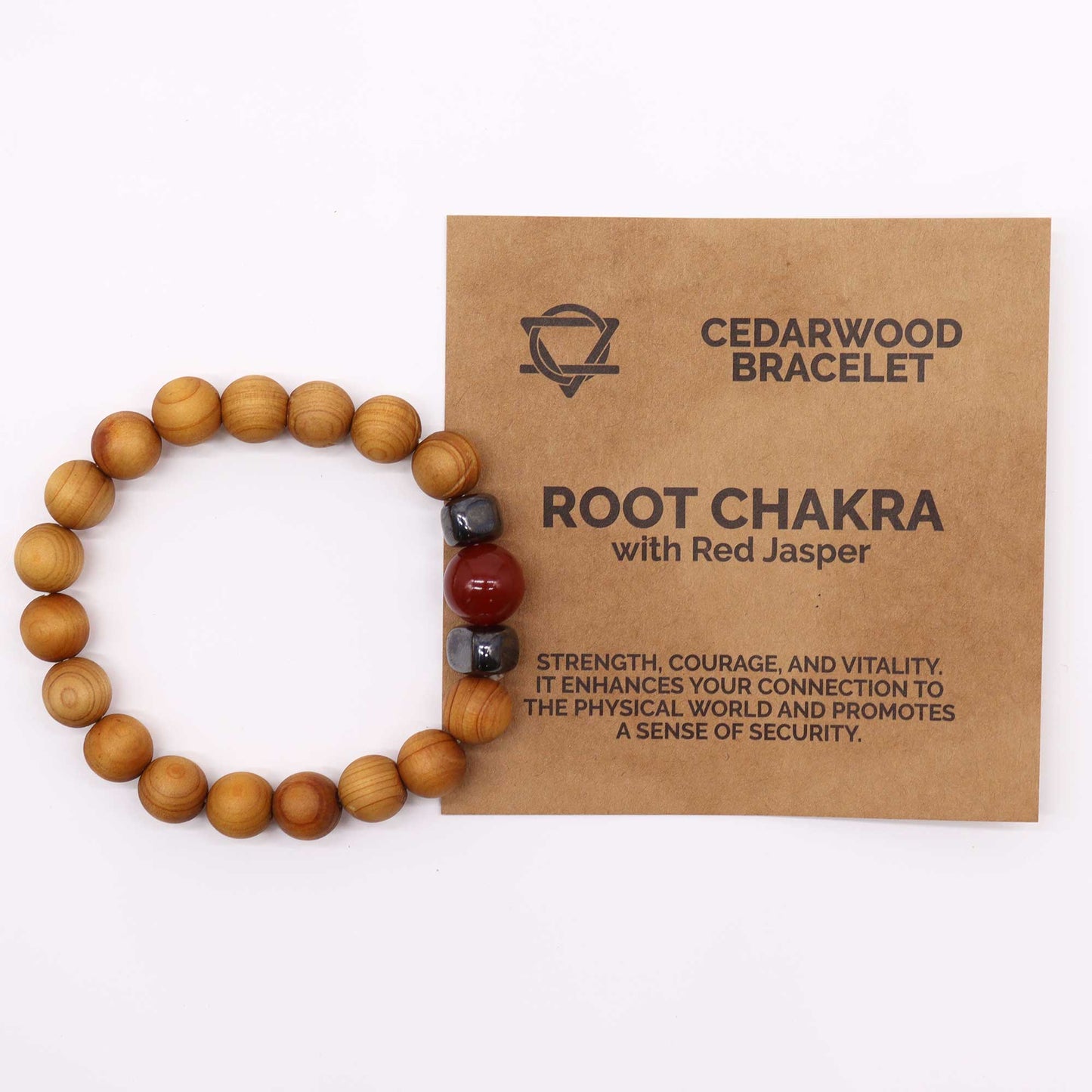 Cedarwood Root Chakra Bangle with Red Jasper