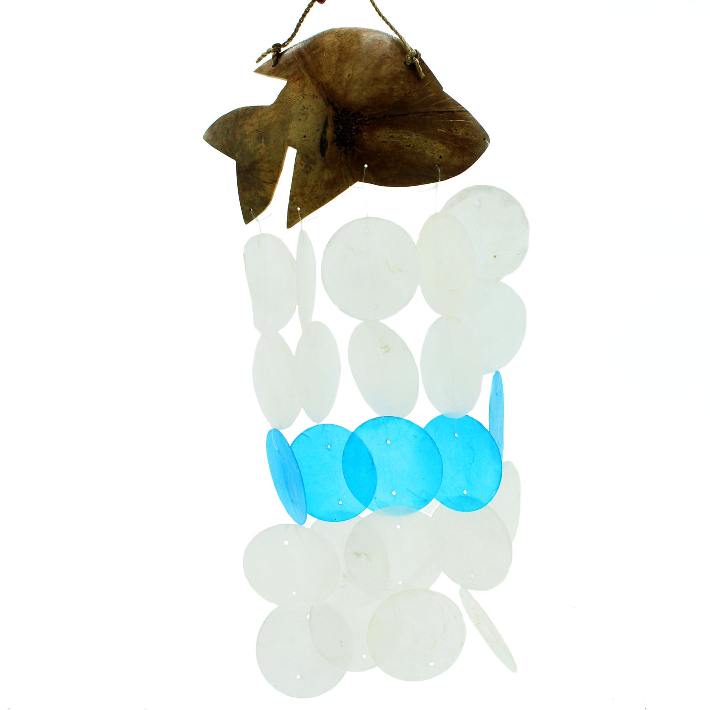 Coconut & Capiz Windchimes - Blue Dolphins - 30cm